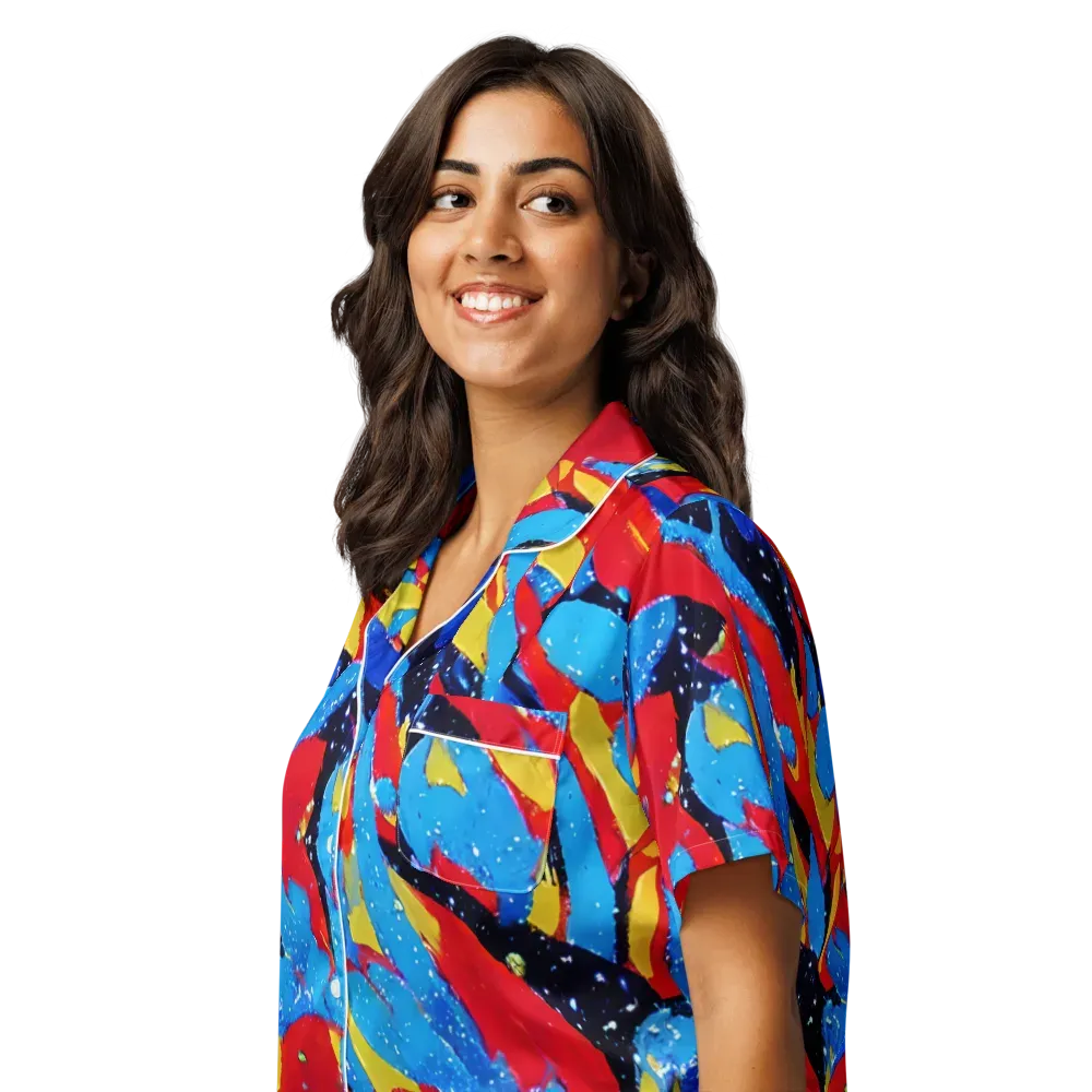 Primary Riot on Women's Short Sleeve Pajama Top — Left Front