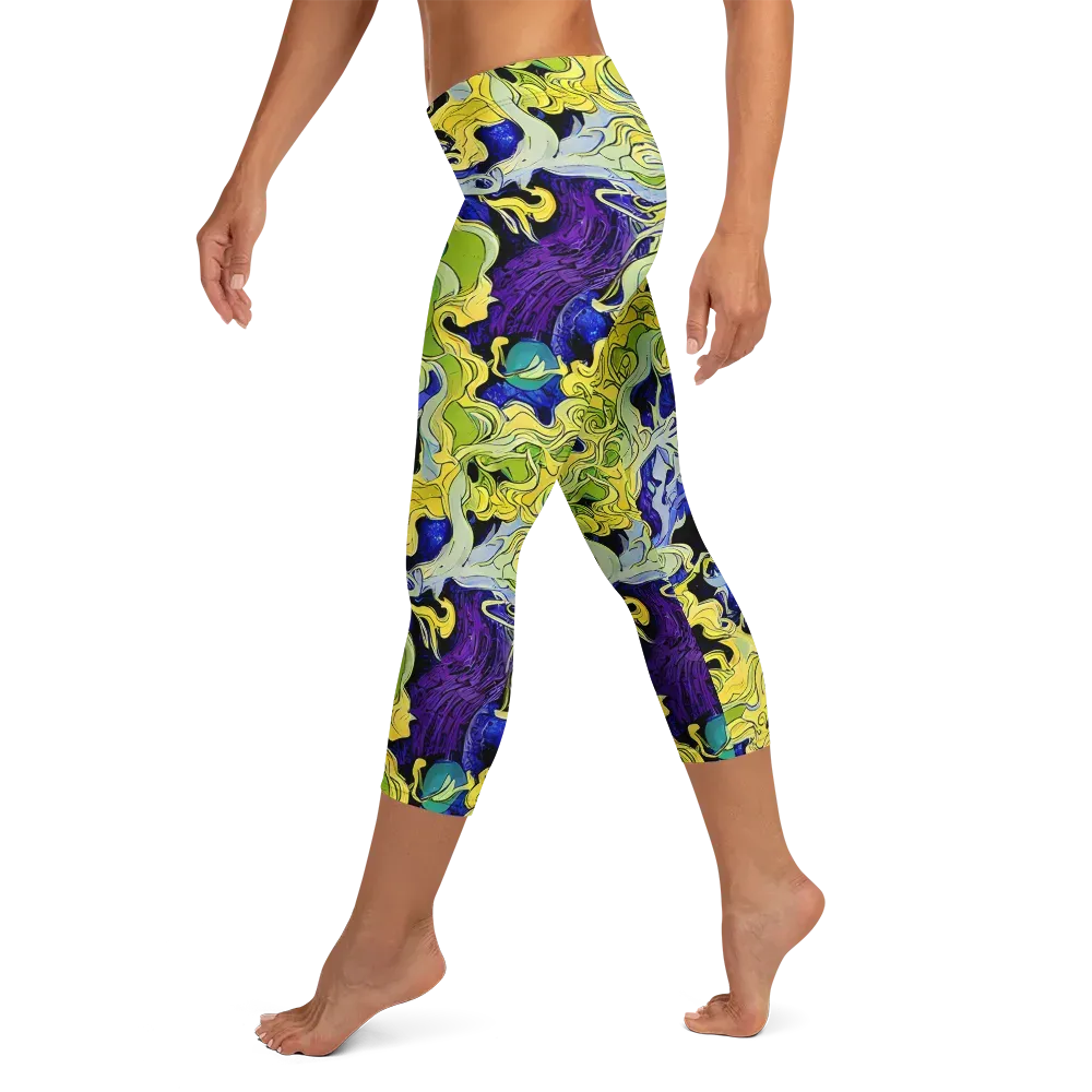 Lemon Riot on Capri Leggings — Left