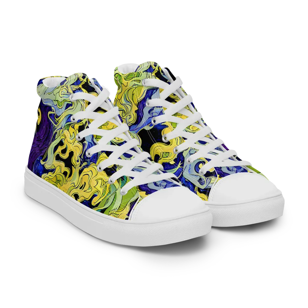 Lemon Riot on Men's High Top Canvas Shoes — Right Front