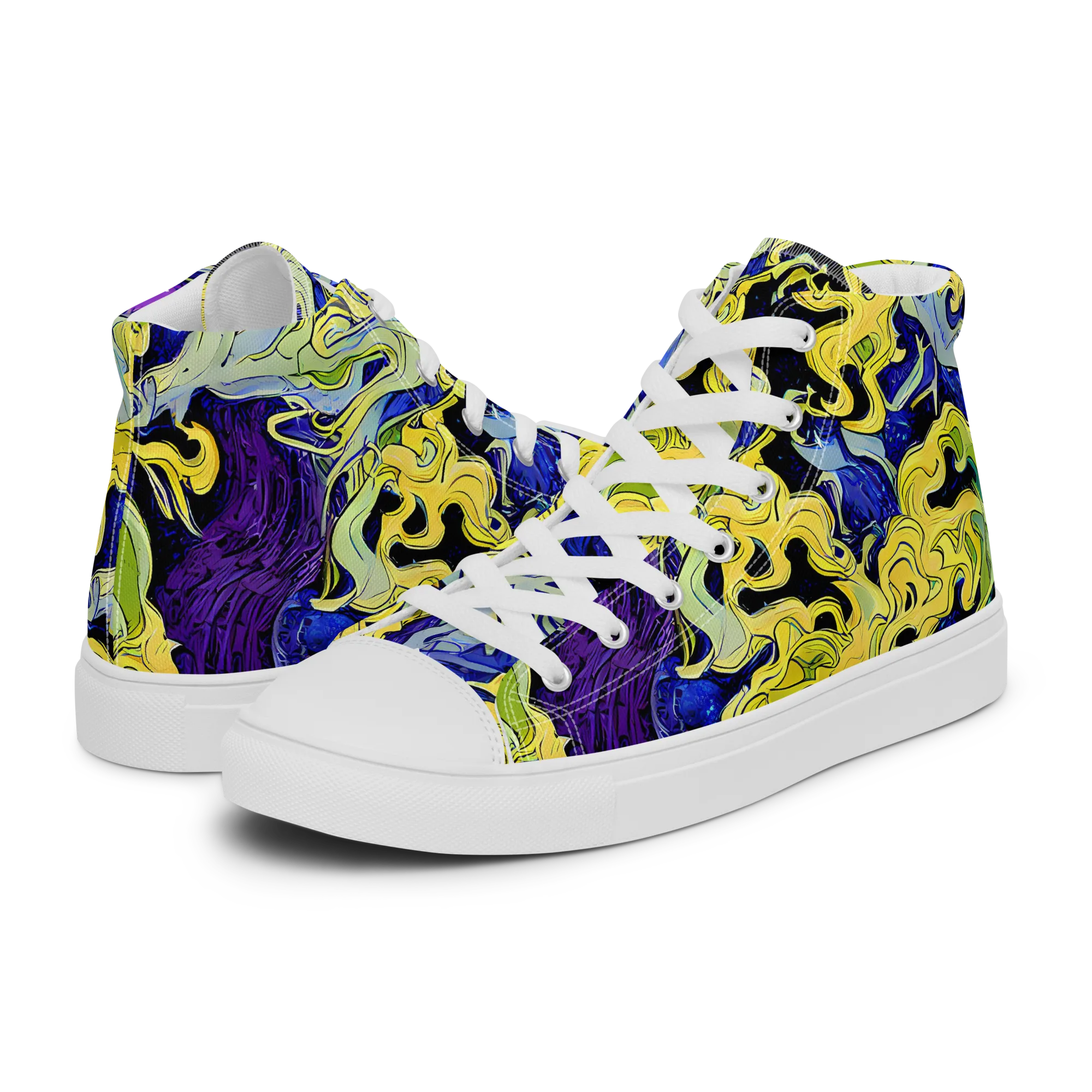 Lemon Riot on Men's High Top Canvas Shoes — Left