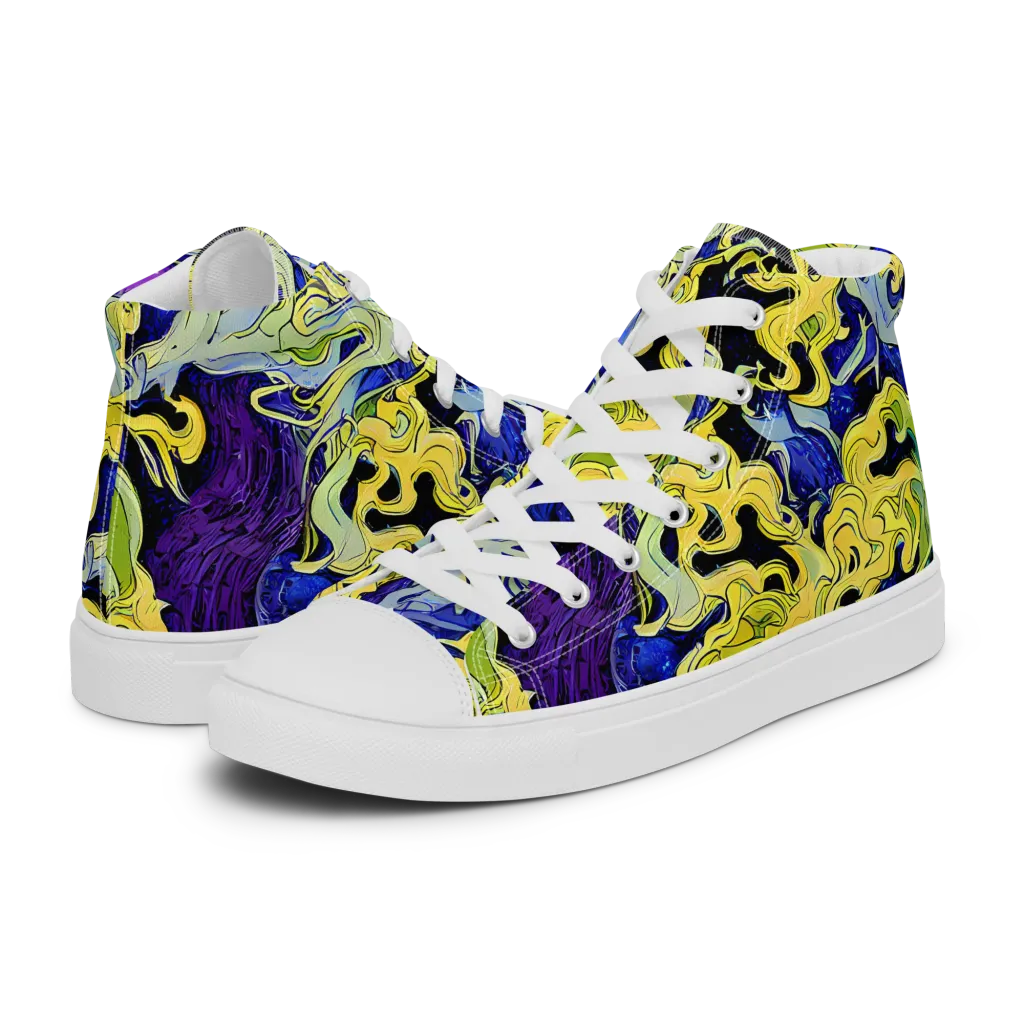 Lemon Riot on Men's High Top Canvas Shoes — Left
