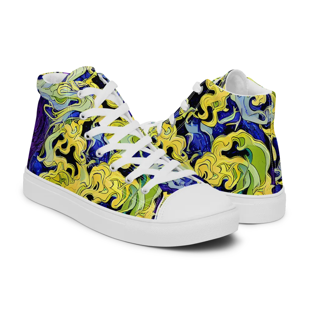 Lemon Riot on Men's High Top Canvas Shoes — Right