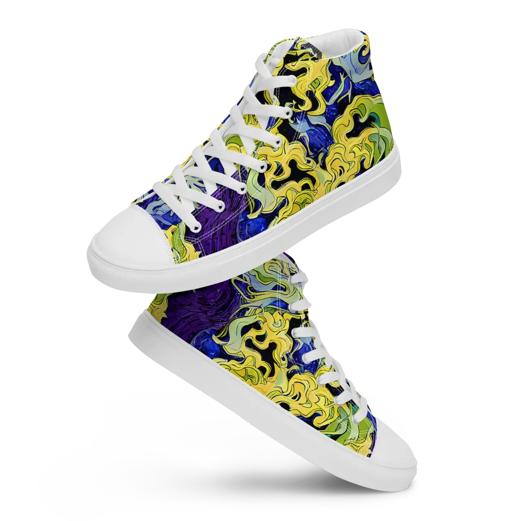 Lemon Riot on Men's High Top Canvas Shoes — Front