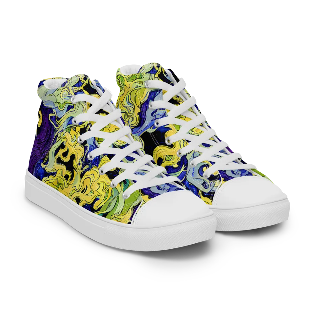 Lemon Riot on Women's High Top Canvas Shoes — Right Front
