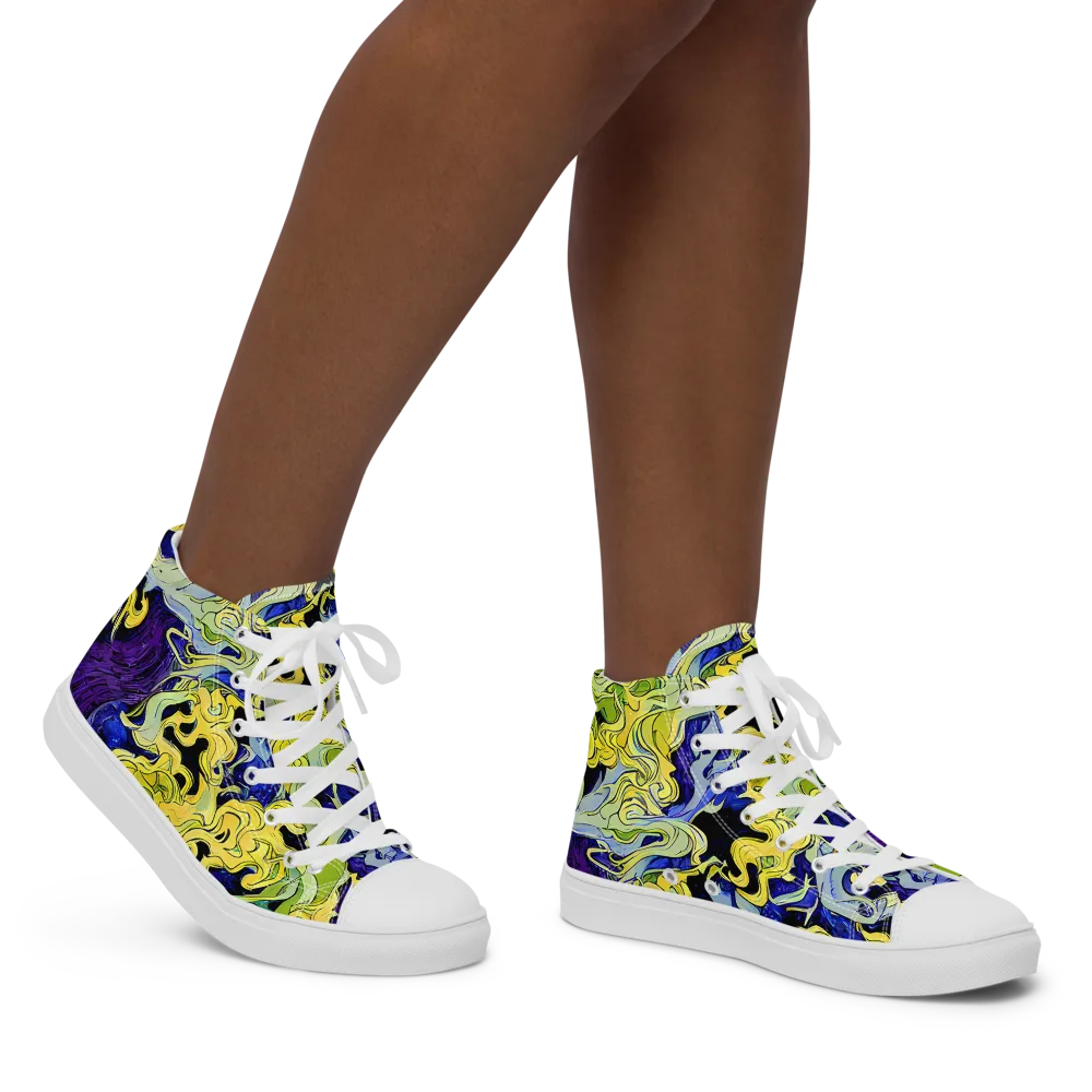 Lemon Riot on Women's High Top Canvas Shoes — Right