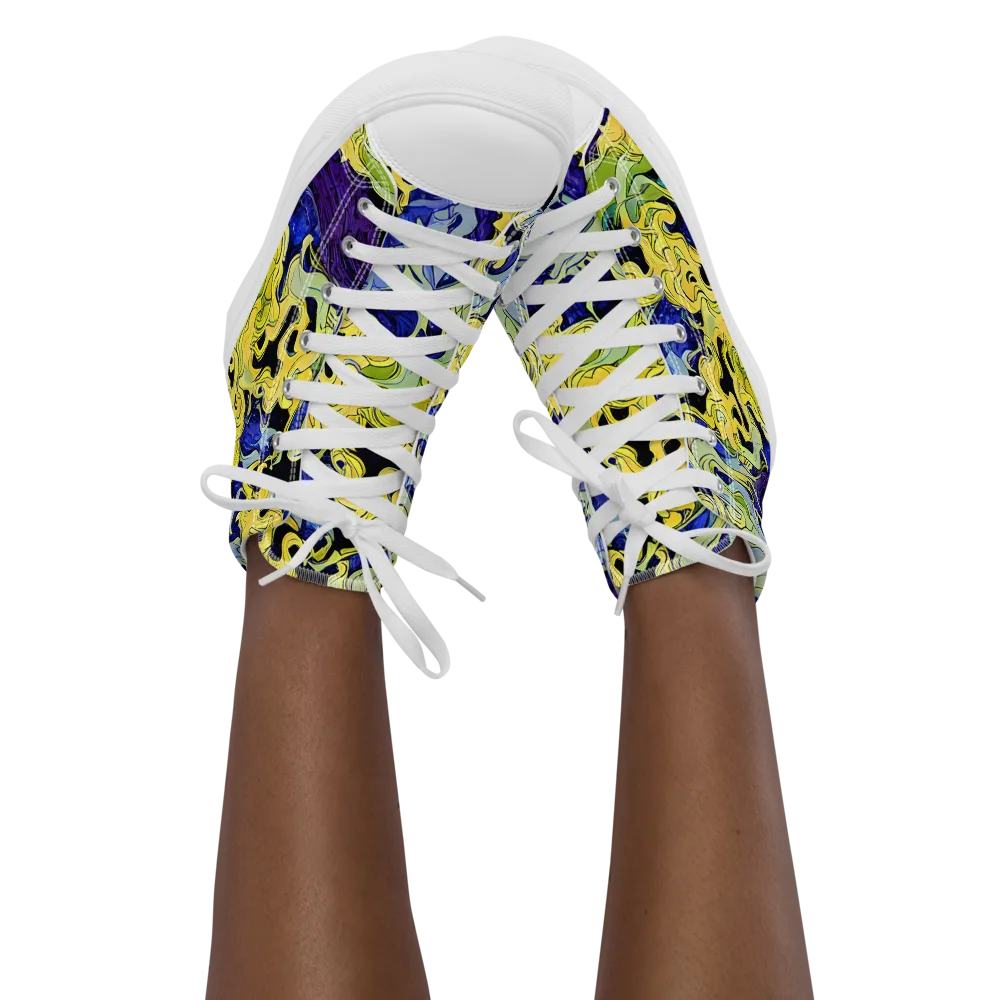 Lemon Riot on Women's High Top Canvas Shoes — Front