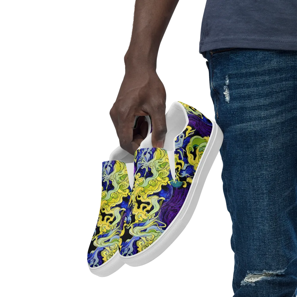 Lemon Riot on Men's Slip-On Canvas Shoes — Left Front