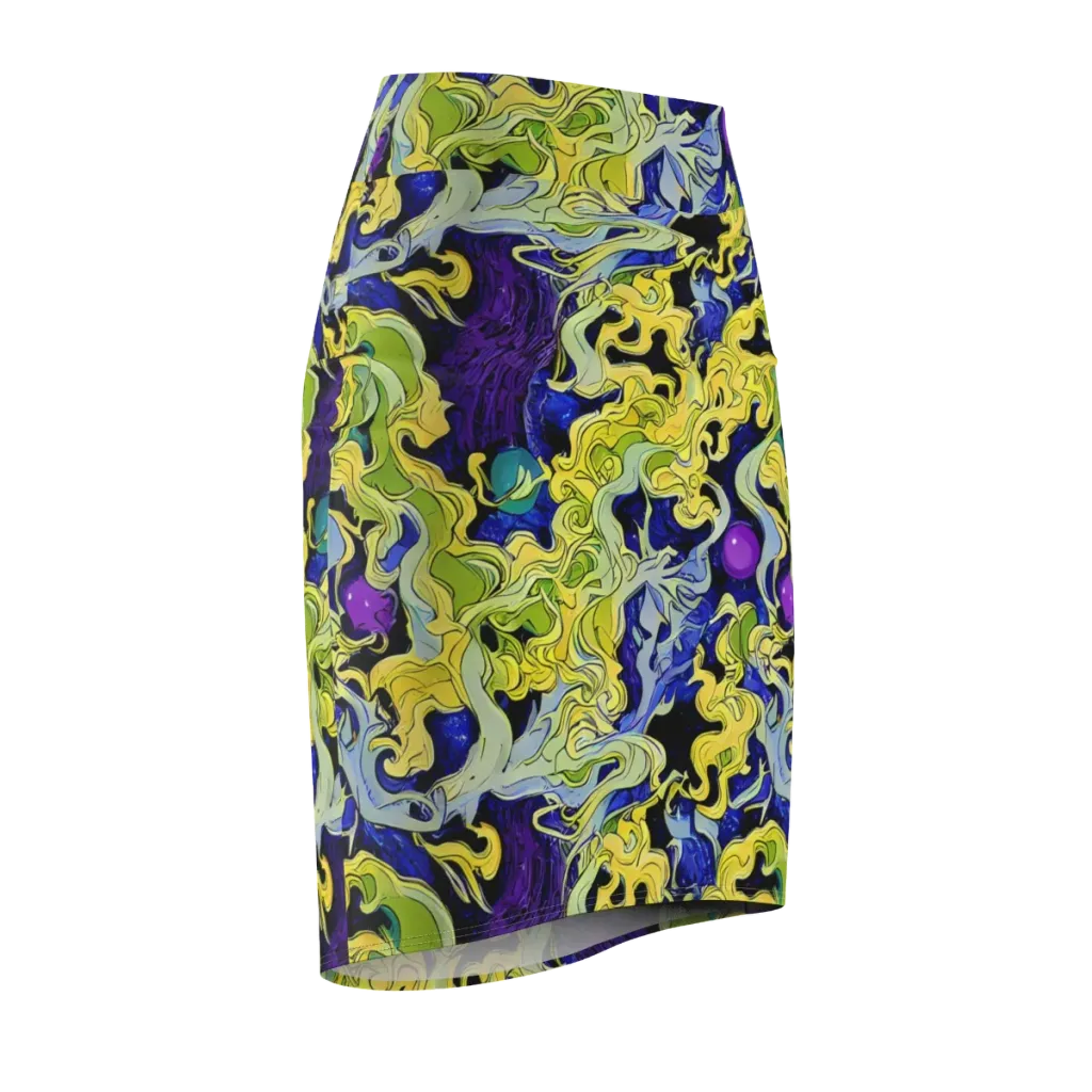 Lemon Riot on Pencil Skirt — Front Side