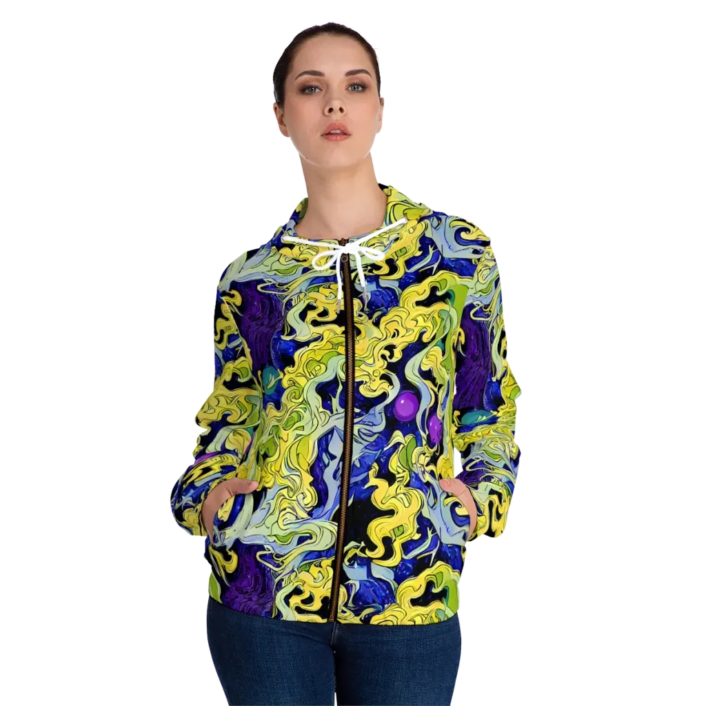 Lemon Riot on Women's Full-Zip Hoodie — Front On Person