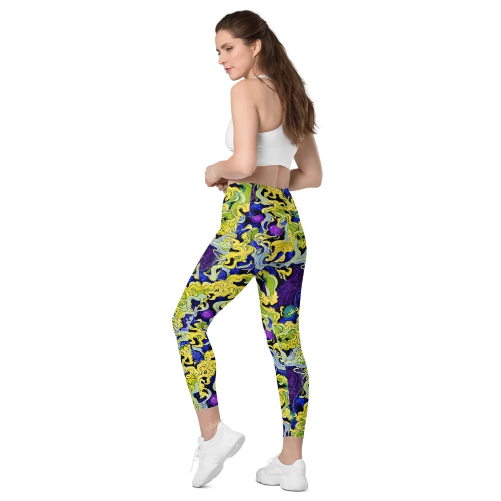 Lemon Riot on Leggings with Pockets — Left Back