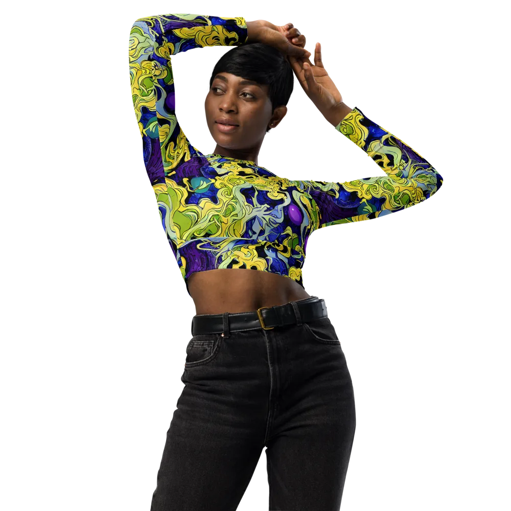 Lemon Riot on Long Sleeve Crop Top — Front