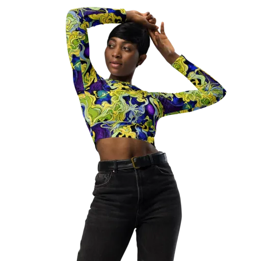 Lemon Riot on a Long Sleeve Crop Top