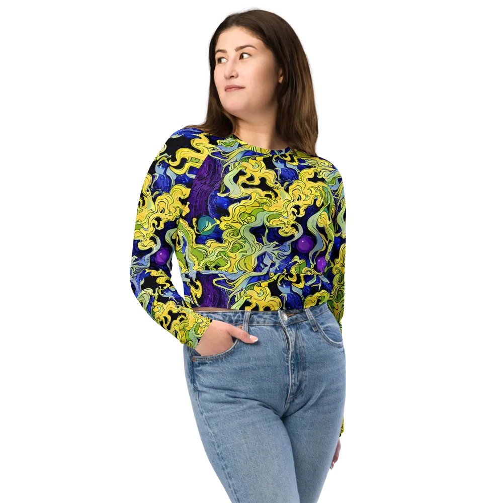 Lemon Riot on Long Sleeve Crop Top — Front