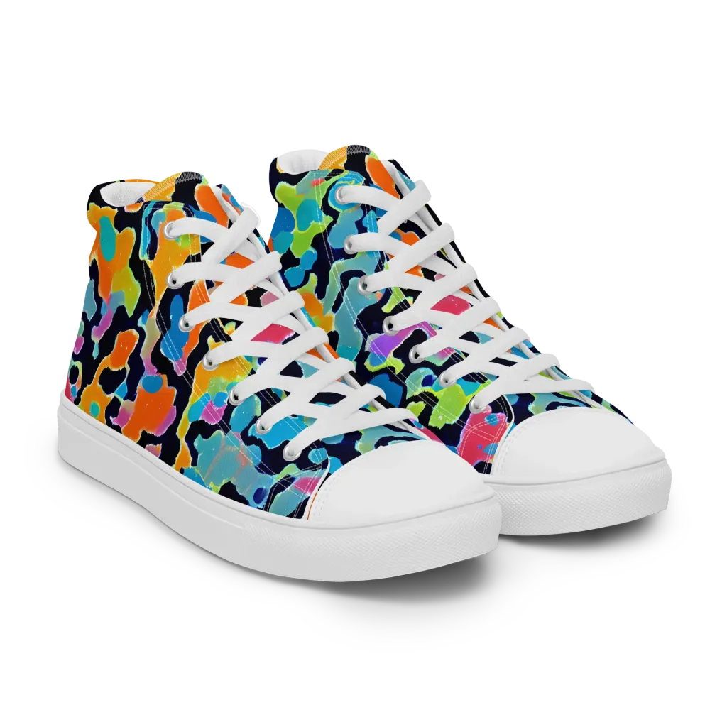 Prism Ooze on Men's High Top Canvas Shoes — Right Front
