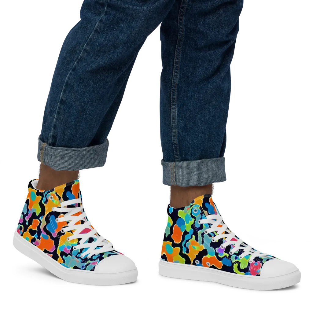 Prism Ooze on Men's High Top Canvas Shoes — Right