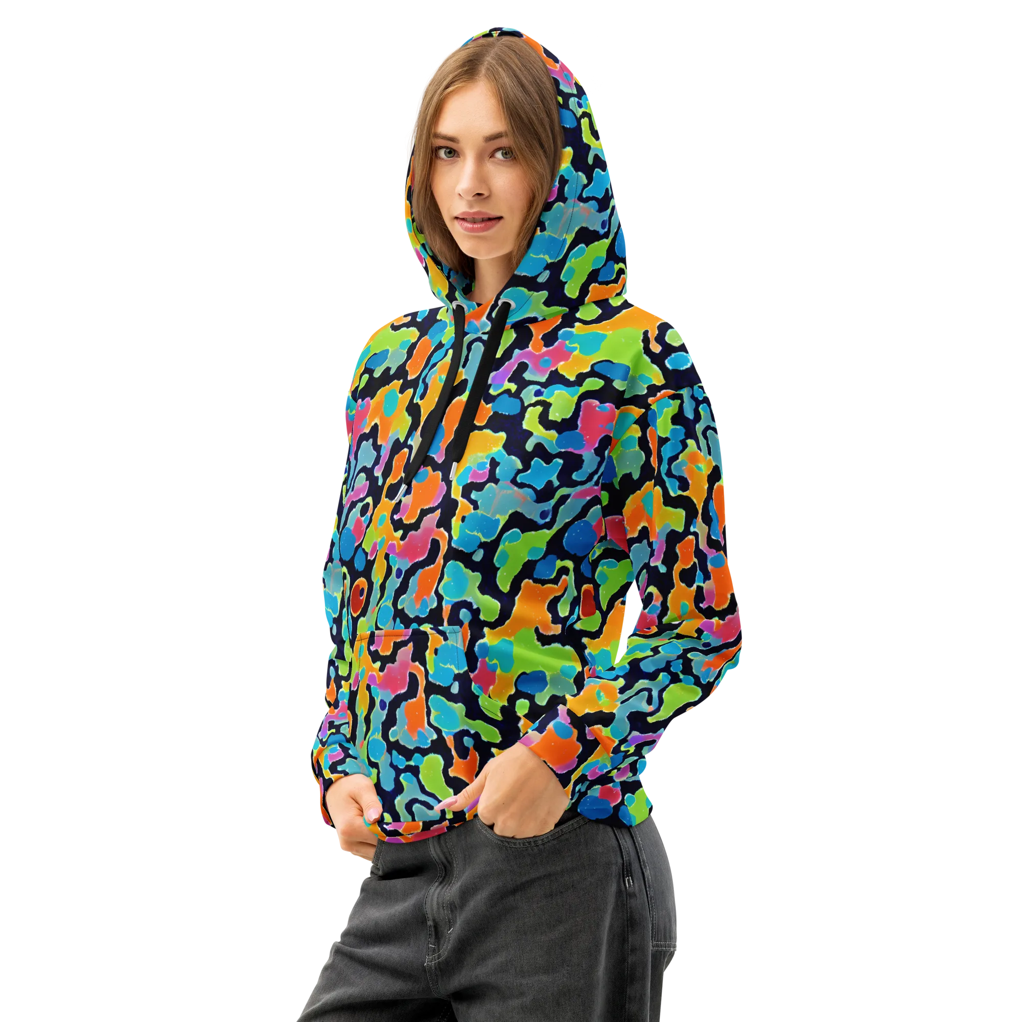 Prism Ooze on Cotton Hoodie — Left Front