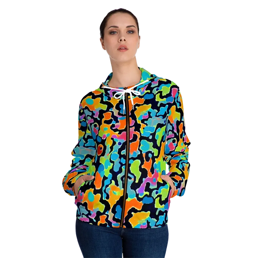 Prism Ooze on Women's Full-Zip Hoodie — Front On Person