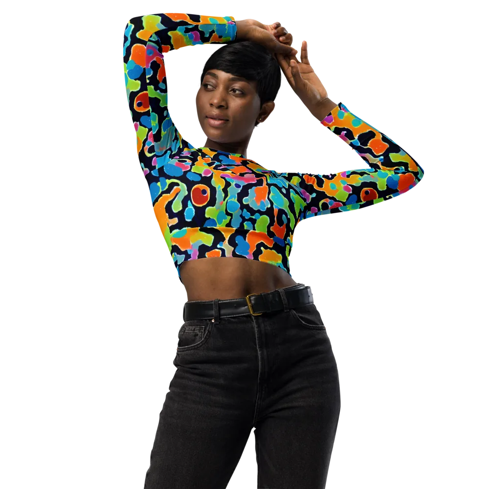 Prism Ooze on Long Sleeve Crop Top — Front