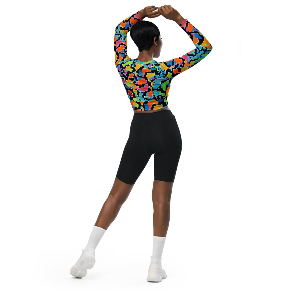 Prism Ooze on Long Sleeve Crop Top — Back