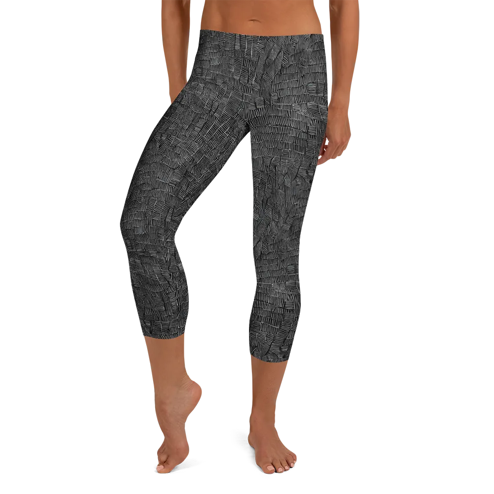 Noir Weave on Capri Leggings — Front