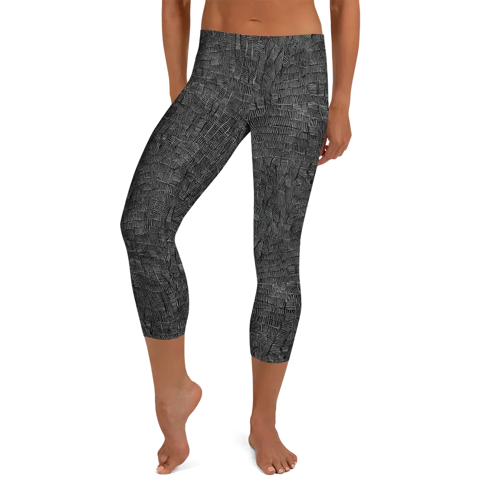 Noir Weave on Capri Leggings — Front
