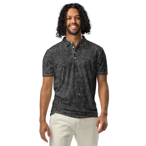 Noir Weave on a Men's Slim Fit Polo Shirt