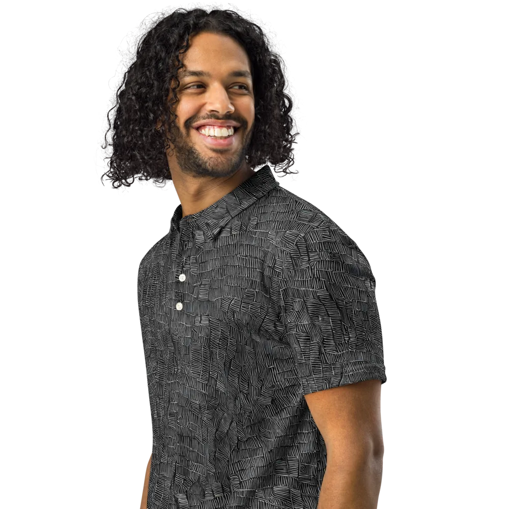 Noir Weave on Men's Slim Fit Polo Shirt — Left Front