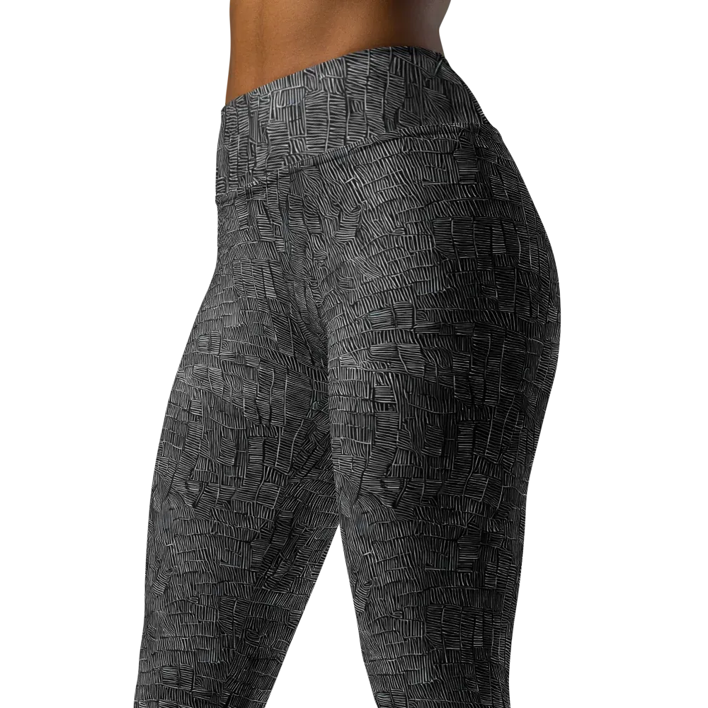 Noir Weave on Yoga Leggings — Left Front