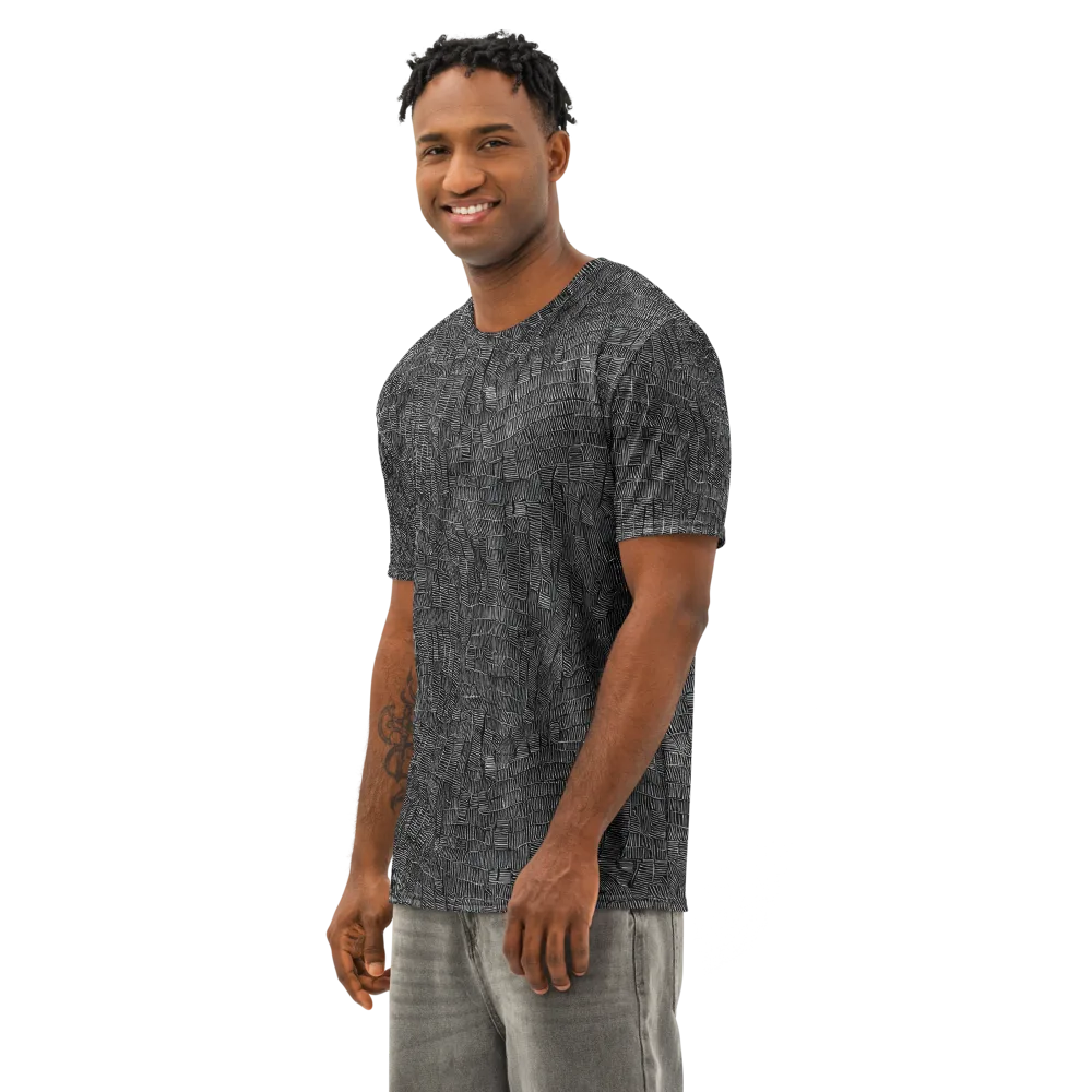 Noir Weave on Men's Cotton Crew Neck T-Shirt — Left Front