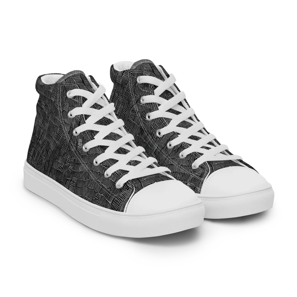 Noir Weave on Men's High Top Canvas Shoes — Right Front