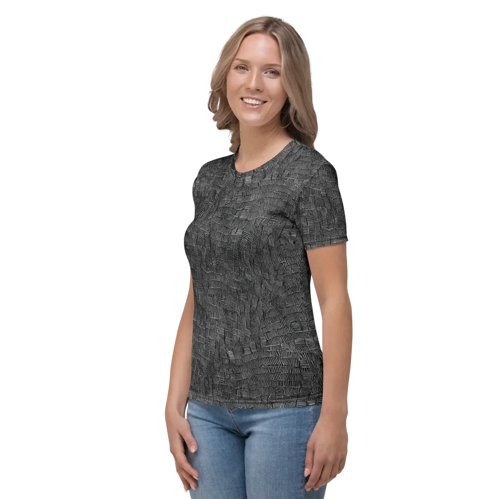Noir Weave on Women's Crew Neck T-Shirt — Left