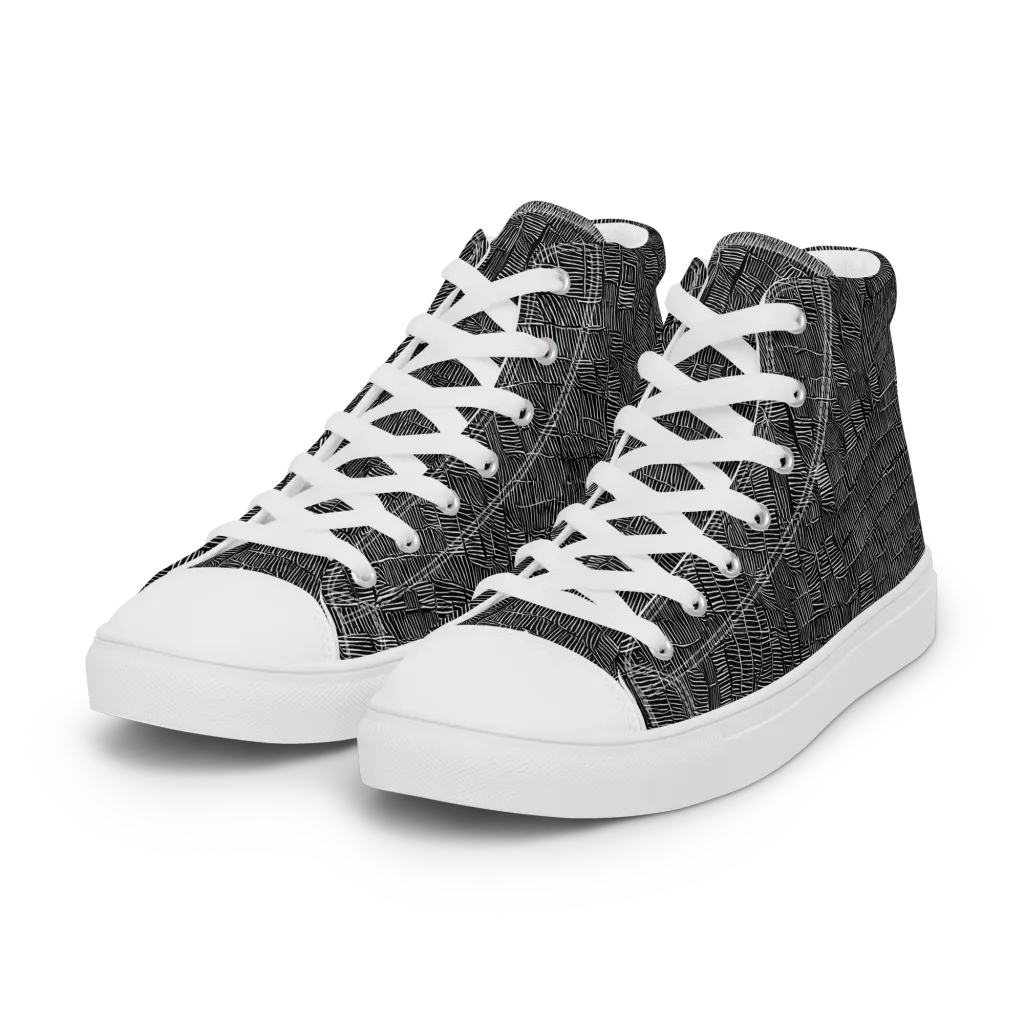 Noir Weave on Women's High Top Canvas Shoes — Left Front