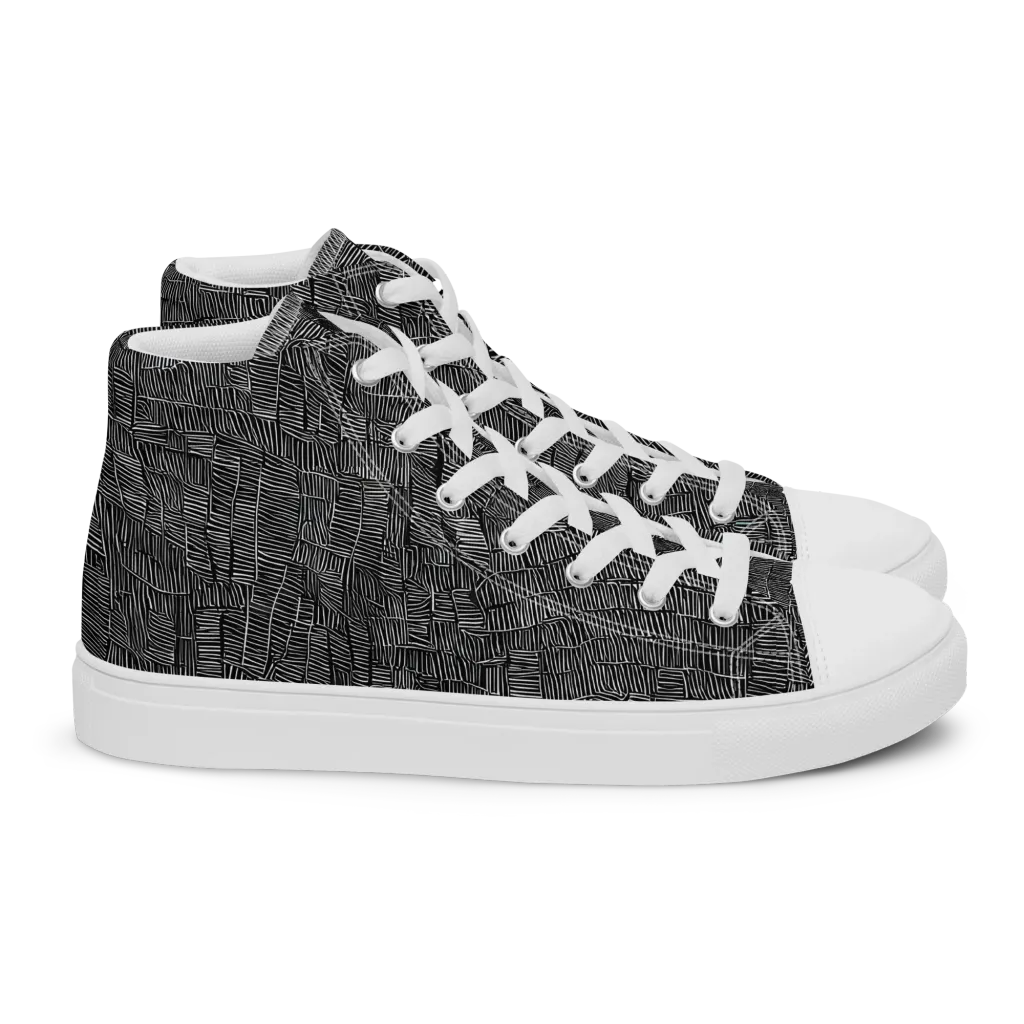 Noir Weave on Women's High Top Canvas Shoes — Right