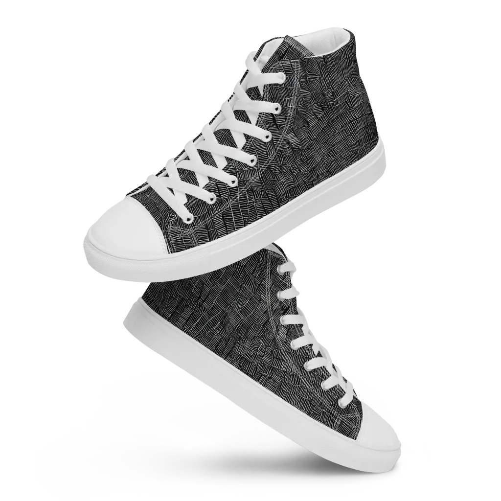 Noir Weave on Women's High Top Canvas Shoes — Front