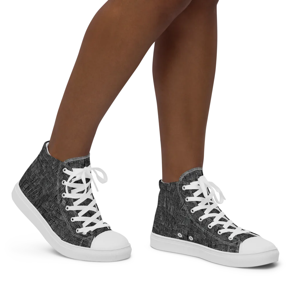 Noir Weave on Women's High Top Canvas Shoes — Right
