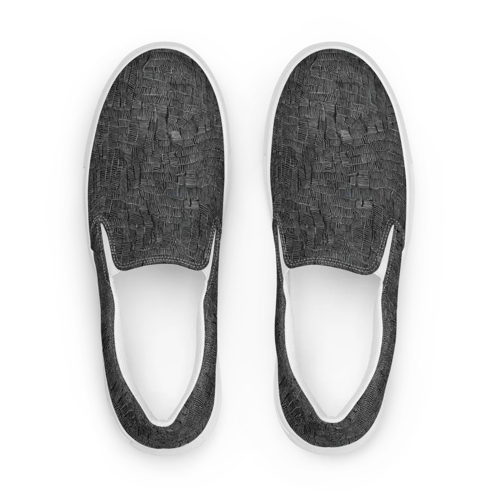Noir Weave on Men's Slip-On Canvas Shoes — Front