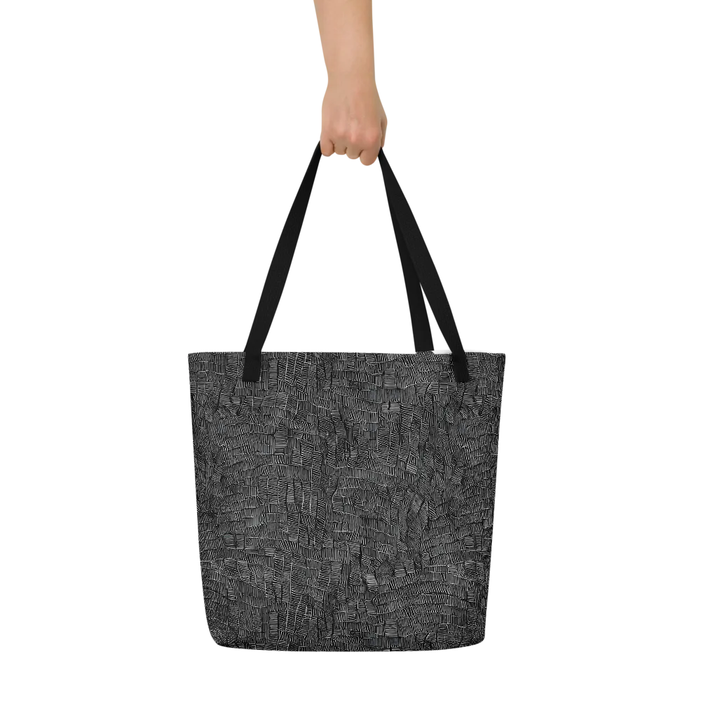 Noir Weave on Large Tote Bag W/ Pocket — Front