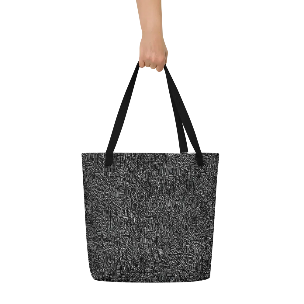 Noir Weave on Large Tote Bag W/ Pocket — Front