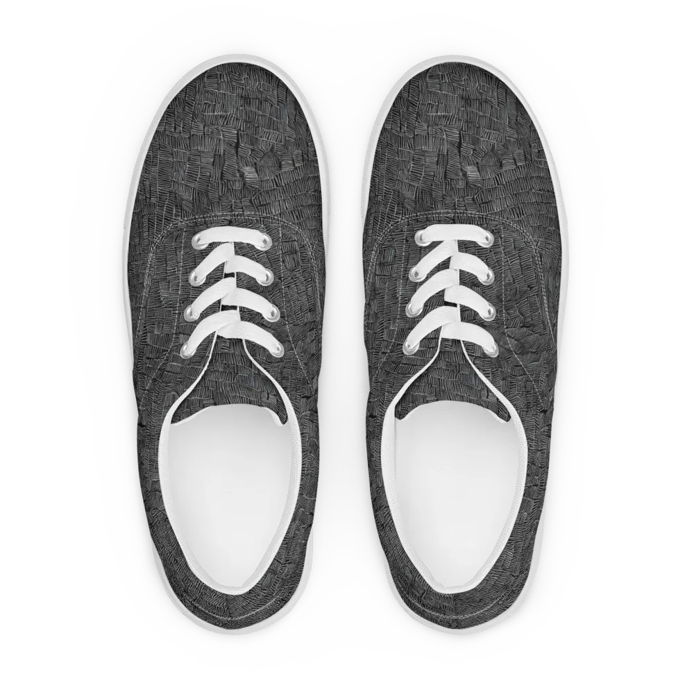 Noir Weave on Men's Lace-Up Canvas Shoes — Front