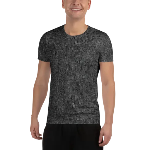 Noir Weave on a Men's Athletic T-Shirt
