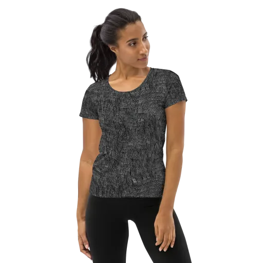 Noir Weave on a Women's Athletic T-Shirt