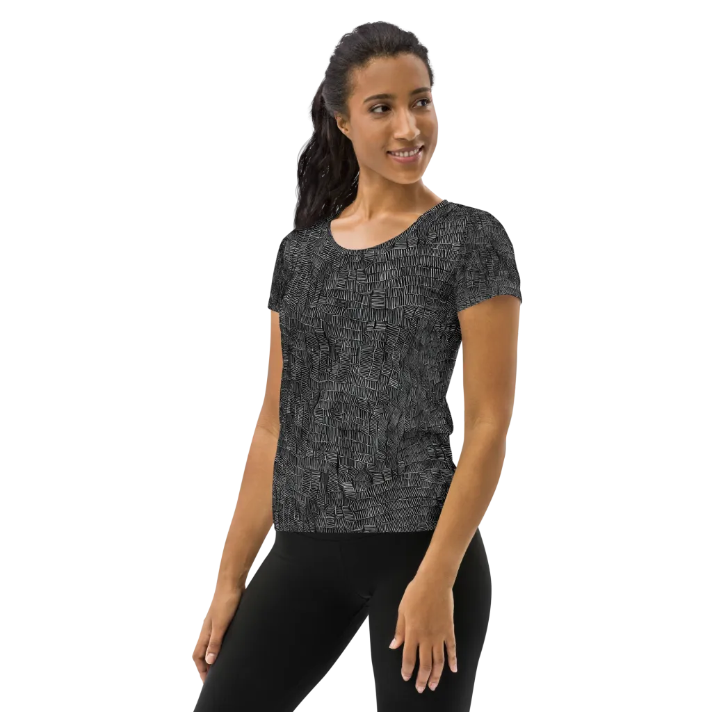 Noir Weave on Women's Athletic T-Shirt — Left