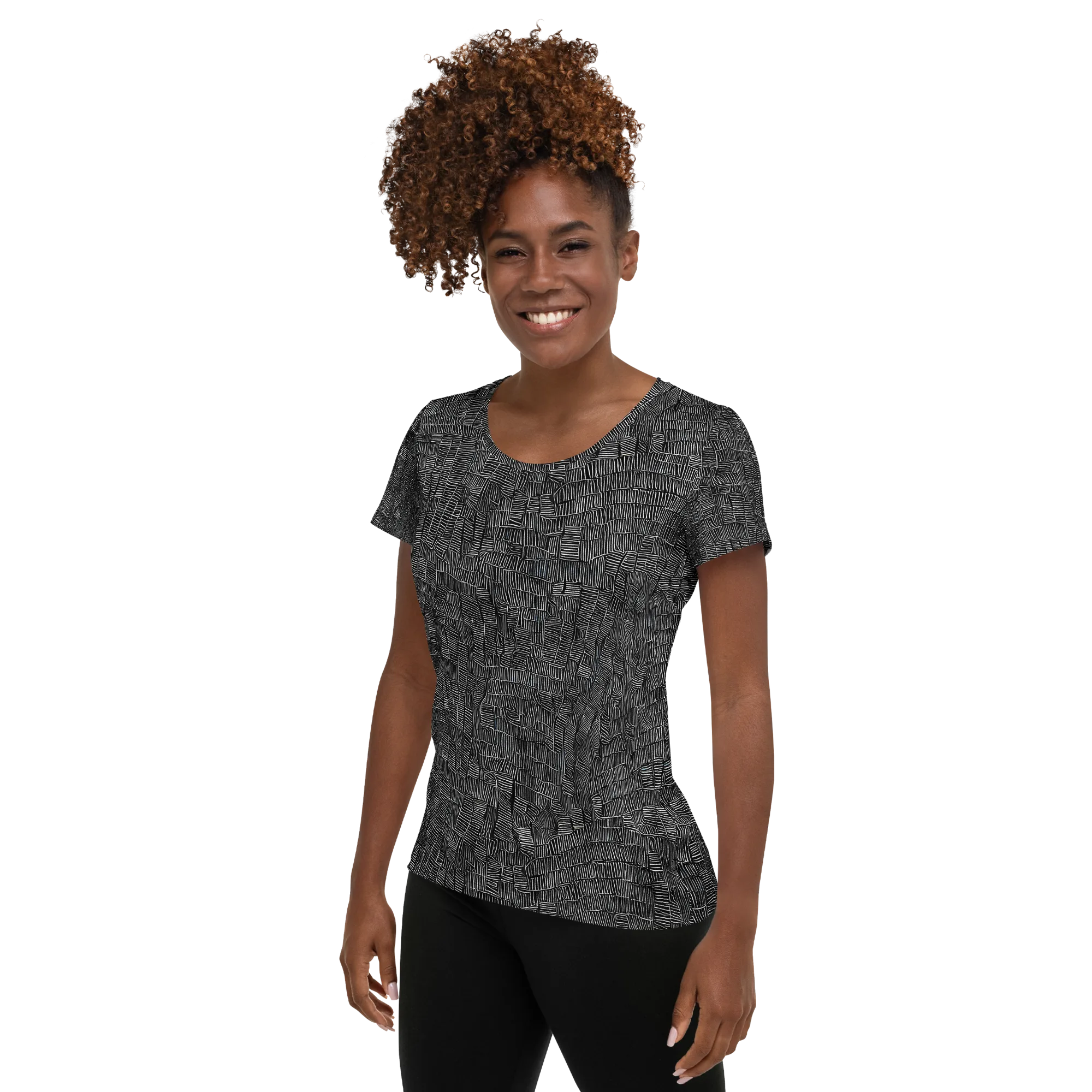Noir Weave on Women's Athletic T-Shirt — Left