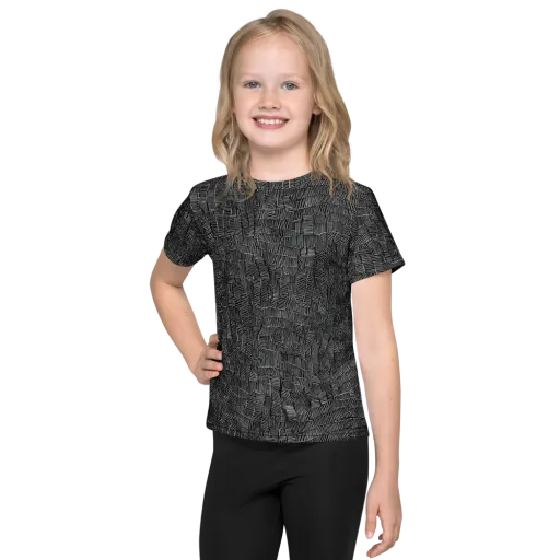 Noir Weave on a Kids Crew Neck T-Shirt