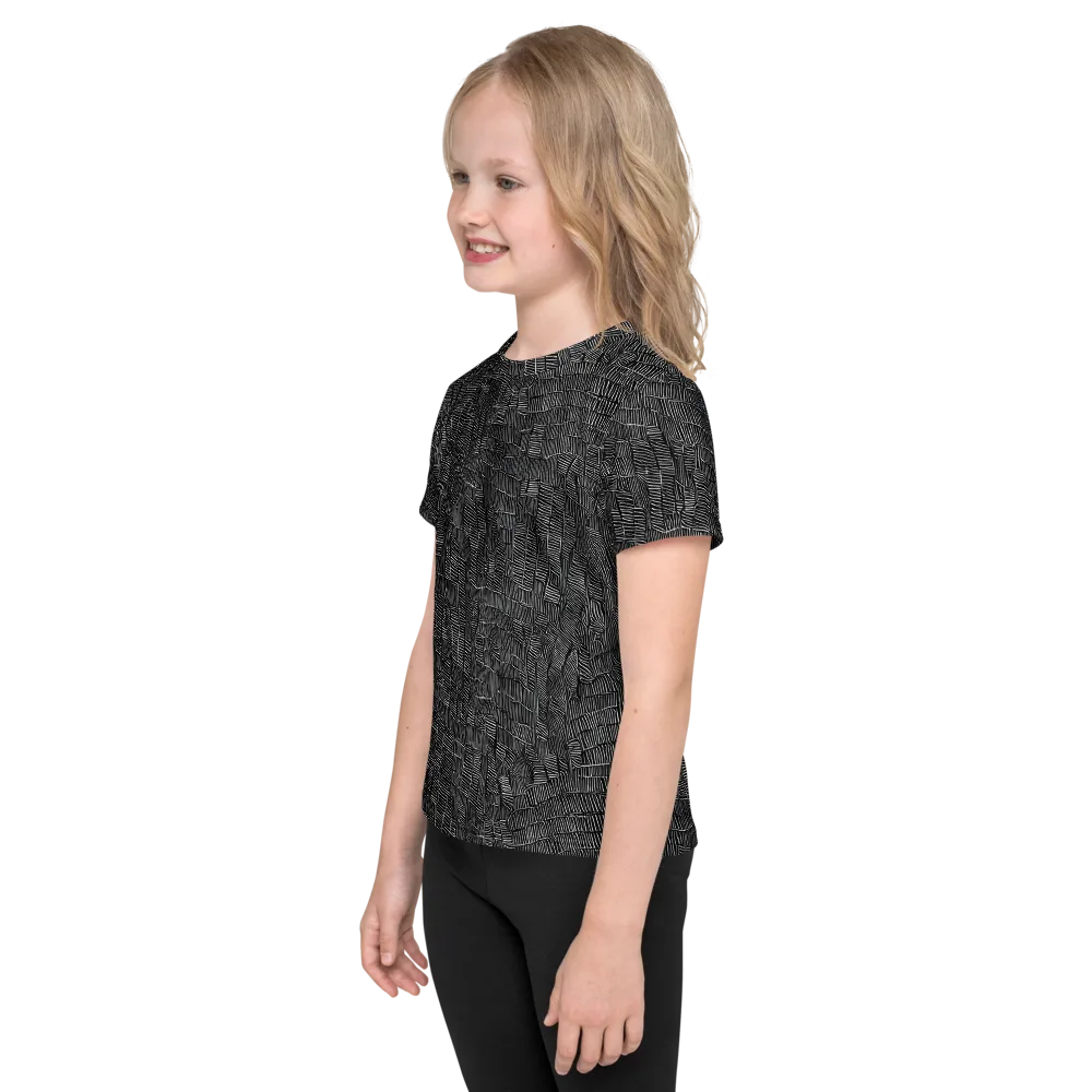 Noir Weave on Kids Crew Neck T-Shirt — Left