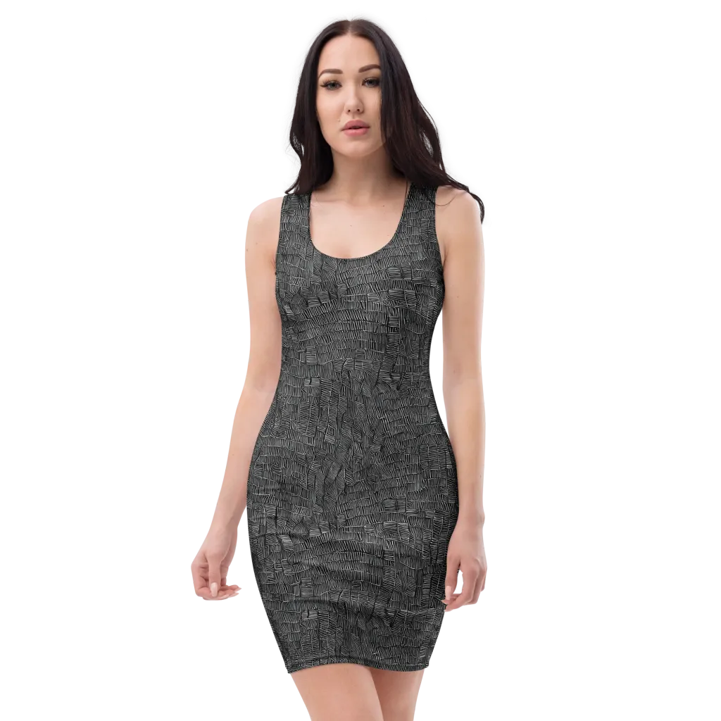 Noir Weave on Bodycon Dress — Front