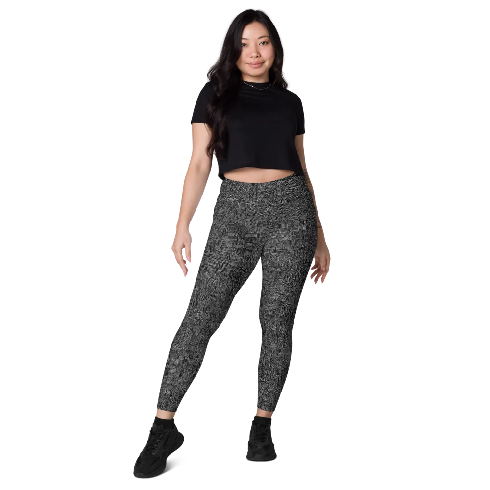 Noir Weave on Leggings with Pockets — Front