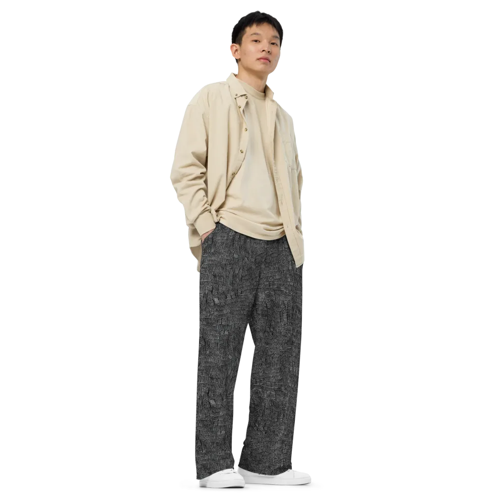 Noir Weave on Wide-Leg Pants — Right Front
