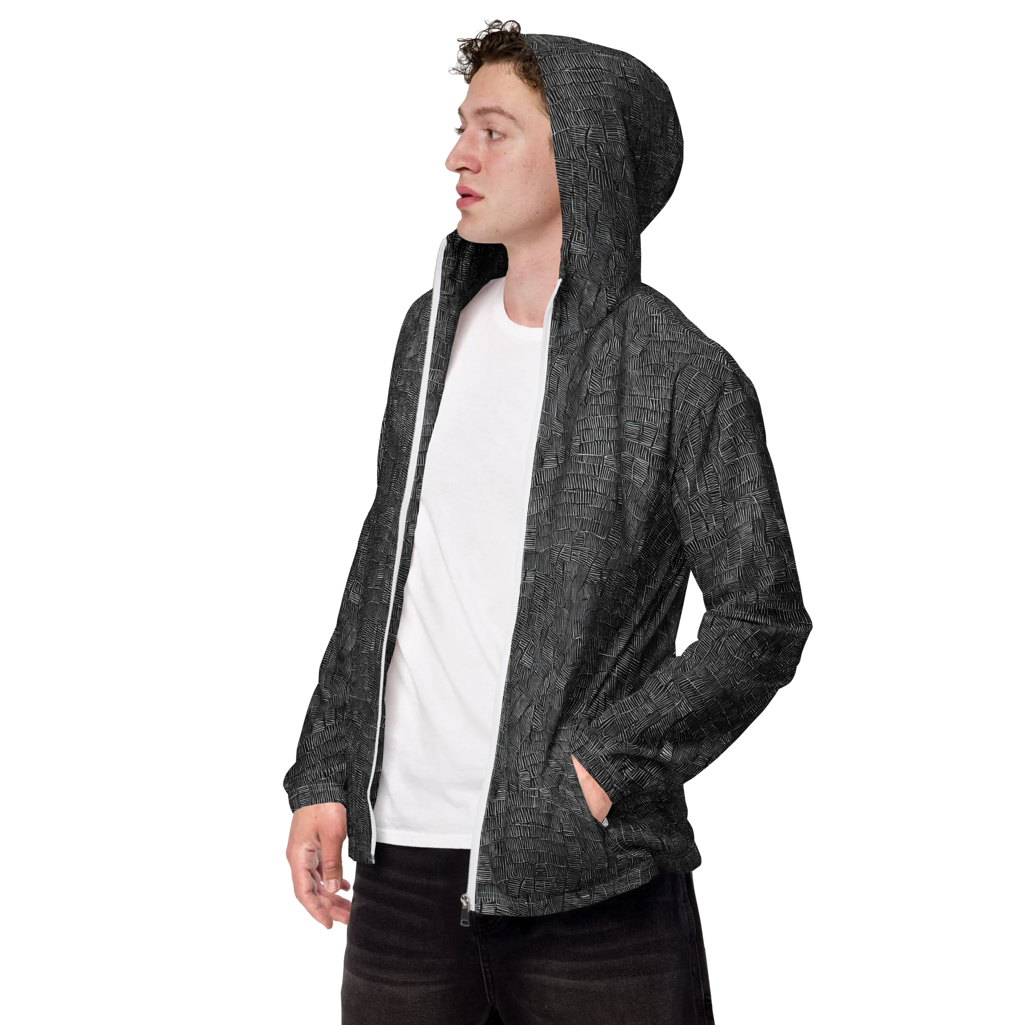 Noir Weave on Men's Windbreaker — Left Front