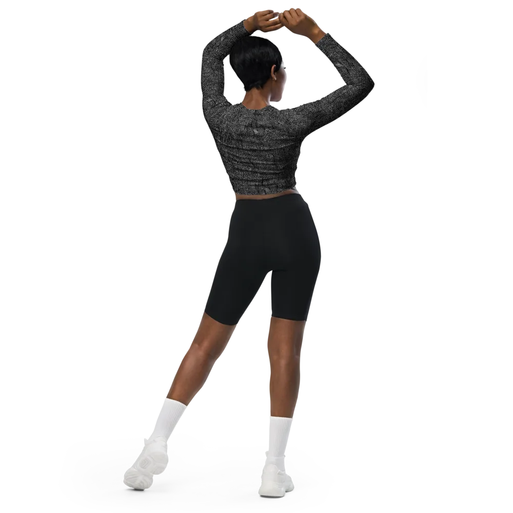 Noir Weave on Long Sleeve Crop Top — Back